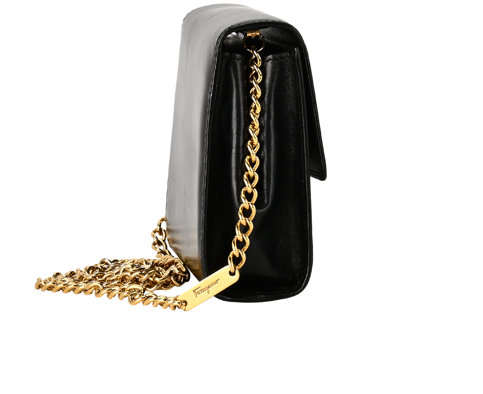 Small Wallet On Chain, &pound;180, Handbags, Black, Leather, Side view